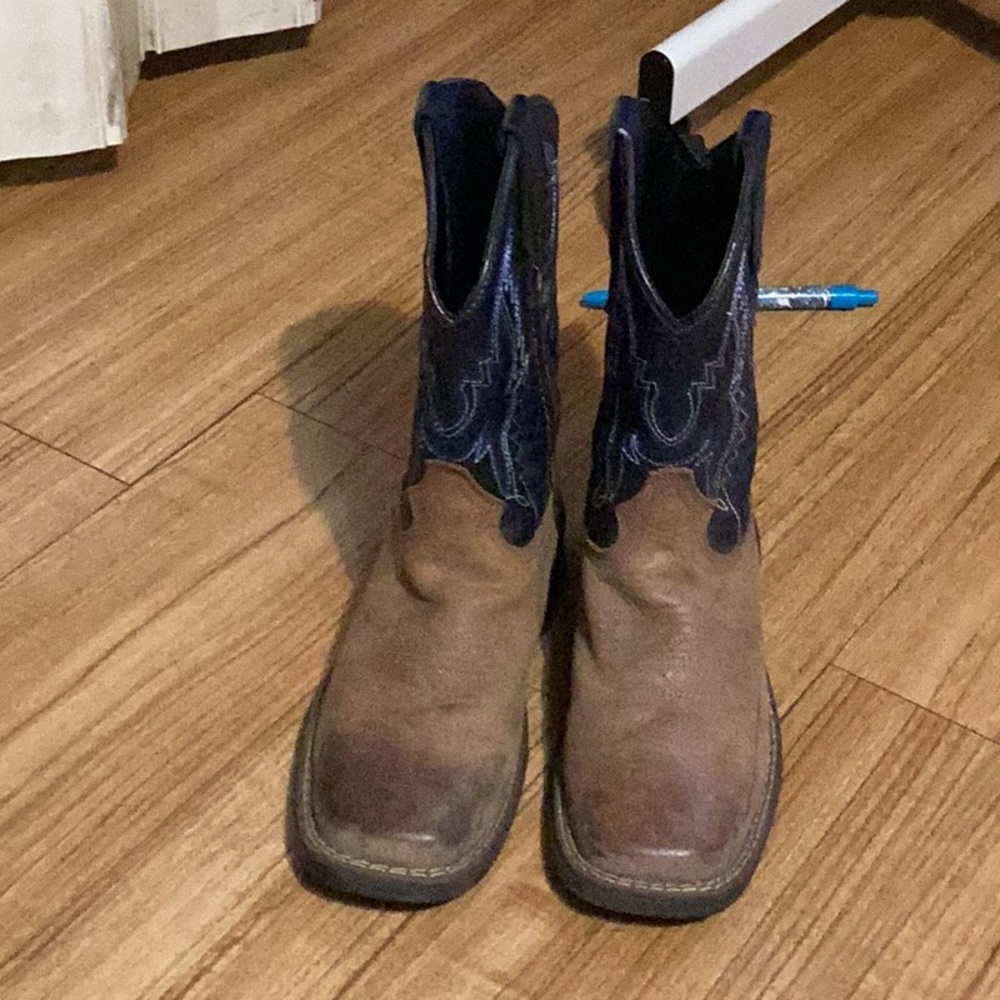 Kids Brown and Blue Western Boots